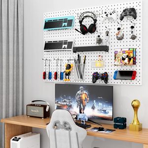 Metal Pegboard Wall Storage Rack Rectangle Minimalist Office Organizer Desk Workbench <b>Shelf</b> Customizable Display Rack - Product Image 4