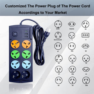 US 3ピンプラグ急速充電延長ソケットボードPPパワーストリップサージプロテクター8つのACコンセント付き110V工業用 - Product Image 4