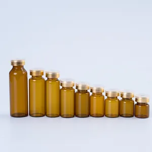 Bottiglie di fiale di vetro farmaceutica del tubo dei cappucci di alluminio ambrato chiaro all'ingrosso con il tappo di gomma butilica