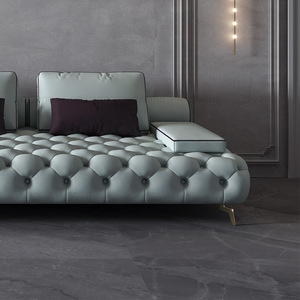 Leather Button 3 Seater Leather Set Genuine Light Blue Luxury Chesterfield Premium Set Furniture Living Room RC-SF-03-DARLINGTON - Product Image 5