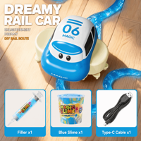 Nouveau kit de slime DIY, ensemble de voitures magiques sur rail avec suivi automatique, jouet avec slime coloré pour enfants, apprentissage STEM, cadeau d'anniversaire
