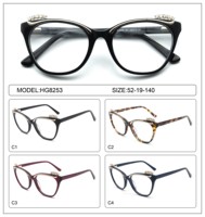 Monture de lunettes optiques œil-de-chat pour femme en acétate, monture complète, à la mode, avec décoration en strass