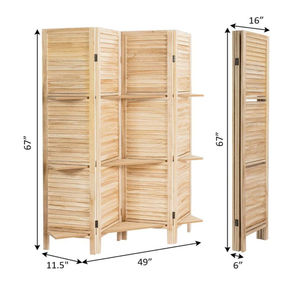 <span class=keywords><strong>Giantex</strong></span> Paravent de séparation d'espace pliable en bois à 4 panneaux, hauteur 1,7 m, avec 3 panneaux décoratifs en bois pour mur - Product Image 3
