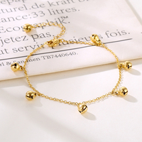 Haute qualité en acier inoxydable PVD plaqué or 18 carats indien cloche chaîne lien cubain Non ternir cloche charme bracelets de cheville pour femmes filles