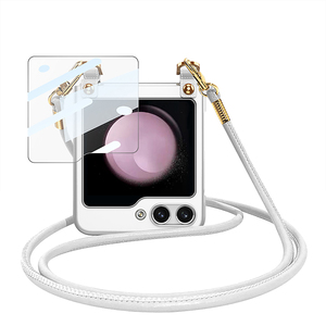 Ốp lưng siêu mỏng Samsung Galaxy Z Flip 5 với dây đai linh hoạt & kính cường lực phía trước, Vỏ bảo vệ toàn thân chống sốc - Product Image 4