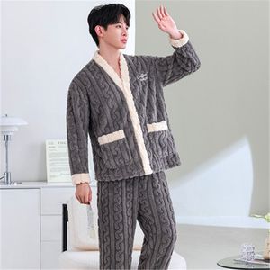 Piyama Pria Bahan Thermal Coral Fleece Model Couple Lengan Panjang untuk Pakaian Rumah, Dapat Dicuci dengan Mesin - Product Image 2