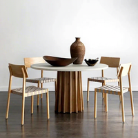 Table à manger ronde style Wabi Sabi, surface en bois massif, table à manger ronde pour petit appartement, table de négociation, table à manger pour la maison