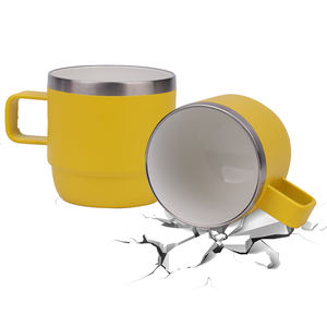 Tasses à expresso empilables de 6 oz avec poignée, en acier inoxydable à <span class=keywords><strong>double</strong></span> <span class=keywords><strong>paroi</strong></span> avec revêtement céramique isolant - Product Image 1