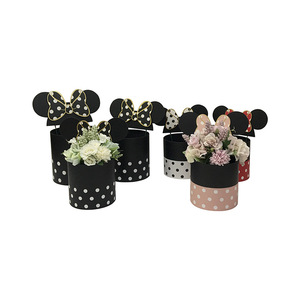 Mickey Mouse cuddle bucket circular flower Box three-piece flower gift box with hand gift box