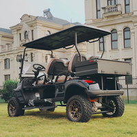 Chariot de golf électrique à moteur AC 4 places avec châssis renforcé, boîte de chargement lourde, puissance 5-6,3 kW pour terrains accidentés et ranchs