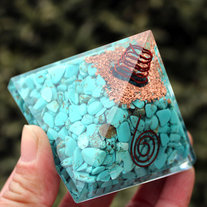 Kogiya Crystal Chip Pyramid <b>Resin</b> Epoxy Copper Wire Decorative Desktop Ornament For Home Gift - Product Image 2