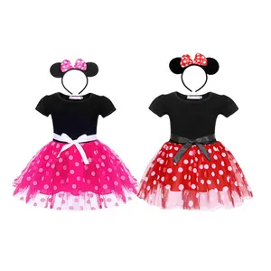 Kafa bandı ile kızlar Minnie elbise Polka Dots Tutu elbise kostümleri çocuklar doğum günü partisi cadılar bayramı karnaval Cosplay kıyafetler