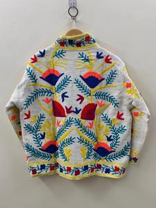 Chaqueta de algodón bordada Suzani clásica última colección abrigo de borde crudo algodón Suzani prendas de vestir exteriores chaqueta de invierno Bohemia para mujer - Product Image 3