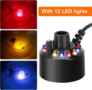 12 LED, brumisateur en plastique écologique, fontaine d'eau, machine à brouillard pour étang, atomiseur, humidificateur d'air, brumisateur ultrasonique, protection contre les éclaboussures - Product Image 2