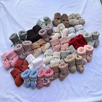 Chaussons en tricot de coton blanc respirants pour bébés garçons et filles, couleur unie, coupe haute, collection hiver, vente chaude