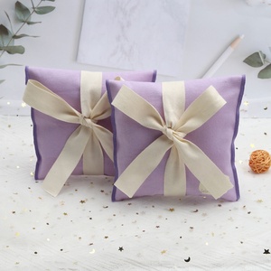 Custom Logo Printed Small Purple Canvas Envelope Necklace Ring Jewelry Pouch Gift Cosmetic Packing Cotton Flap Dust Bag - Product Image 2