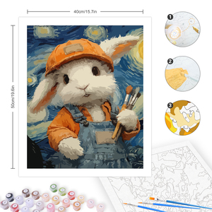 CHENISTORY <span class=keywords><strong>Peinture</strong></span> par numéros pour adultes, kit de démarrage animaux lapins, dessin et coloriage par numéros pour décorations intérieures - Product Image 5
