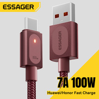 ESSAGER ES-X91 7A 100W Kabel Data Pengisian Cepat USB A ke Tipe-C Berbahan Kain Kepang, Kompatibel Dengan Huawei Samsung Oppo Vivo Xiaomi