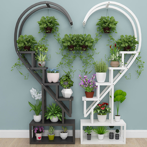 <span class=keywords><strong>Porte</strong></span>-plantes en métal multicouche, étagère à plantes en fer forgé, support à fleurs en forme de cœur - Product Image 5