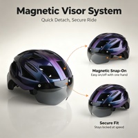 Casque de vélo de route haute performance avec lunettes magnétiques, résistant à l'eau, en PC+EPS, visière transparente - Léger et monobloc pour