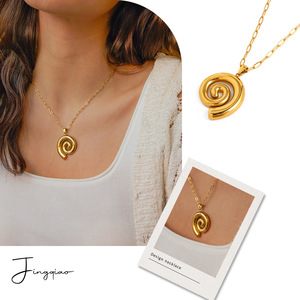 Spiral Pendant <b>Necklace</b> 18k Gold Plated Stainless Steel Women's Jewelry Everyday Wear Geometric Design Yiwu Origin - Product Image 2