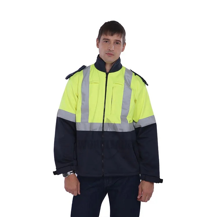 Veste de travail haute visibilité résistante à la flamme imperméable 100% polyester de haute qualité pour hommes