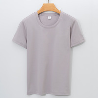 D1N 2026 Kaos Wanita Warna Solid Bahan Spandex/Katun Model Terbaru Musim Panas Lengan Pendek V-Neck Trendi