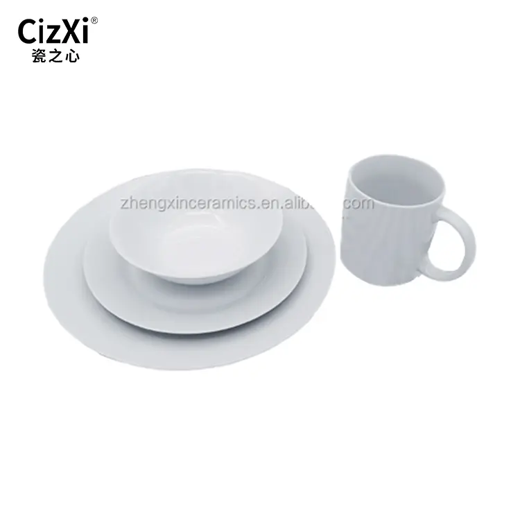 Fancy hotel restaurant crockery white dinner ware wedding charger plate set dinnerware