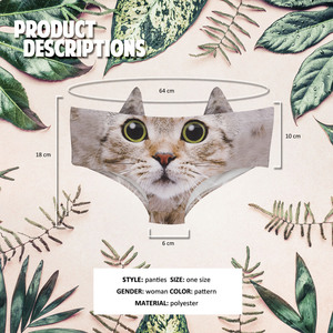 Chien chat cochon oreilles d'animaux dessin animé impression sans couture et respirant sous-vêtements pour femmes taille basse européen et américain Sexy slips F - Product Image 2