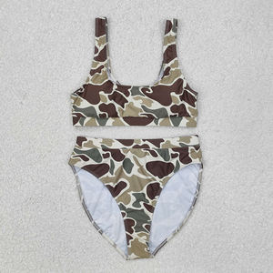 RTS mujeres adultas venta al por mayor pato marrón camuflaje estampado ropa playa mamá 2 uds caza trajes de baño conjuntos de ropa de baño - Product Image 6