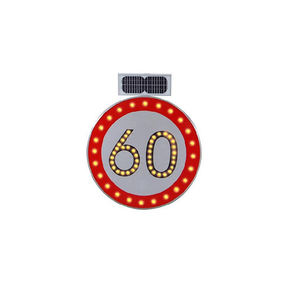 Señal de Tráfico Solar de Aluminio con Luz de Advertencia y Flecha Direccional LED, Señalización Vial Metálica - Product Image 1