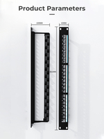 ZOERAX Panneau de brassage vierge 1U 24 ports UTP, barre de gestion de câbles arrière réglable pour RJ45 CAT5e CAT6A USB
