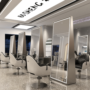 <span class=keywords><strong>Salon</strong></span> Berber Dükkanı Aynaları, Şık Kuaför Ayna İstasyonları, Özel Tek ve Çift Taraflı Işıklı Ayaklı Aynalar - Product Image 2