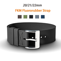 Bracelet de montre sport de haute qualité, étanche, en acier inoxydable et caoutchouc fluoré, 20 mm, 21 mm, 22 mm, bracelet souple en FKM