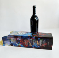 Boîtes magnétiques d'emballage cadeau de bouteille en verre de vin unique pliante noire de luxe personnalisée