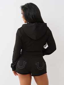 C0345 популярный дизайнерский кардиган на молнии с принтом куртка шорты Модный комплект из 2 предметов женская одежда - Product Image 6