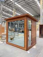 Sauna extérieur pour 2 personnes, design traditionnel, confortable, en bois de pruche, avec verre anti-espionnage