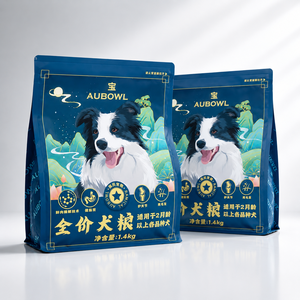 Kantong Kemasan Makanan Anjing Kering Berkualitas Ekspor, Cetak Kustom, 1.4kg, Biru Matte, Food Grade, Resealable Zipper, Alas Datar, Segel Delapan Sisi - Product Image 1