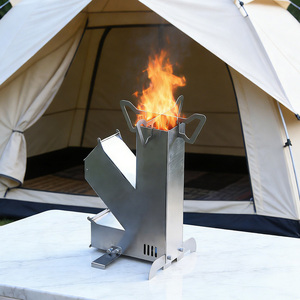 Réchaud de survie en acier inoxydable à gazéification, type Cohete Stand, pour cuisson sur bois et brindilles - Product Image 1