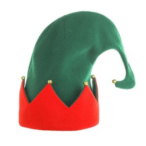 2024 Party Elf Cap Plush Made Curled Peak Chapeau de Père Noël de Noël avec décoration de cloche en métal - Product Image 2