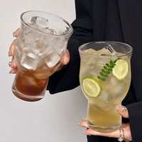 HIXIN Mug à café et à boissons rétro en verre, grande capacité, à large ouverture, classique, durable, à motif uni, avec bouchon à paille, pour usage domestique et fêtes, pour boissons glacées