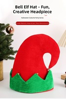 Gorro de Elfo Navideño de Terciopelo Suave al por Mayor, Gorro de Cosplay para Fiesta de Navidad con Rayas Rojas y Verdes, Decoración Navideña