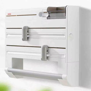 MIXWARES Kitchen Wall Mount Storage Rack Box <strong>Cling</strong> <strong>Film</strong> Aluminum <strong>Foil</strong> <strong>Dispenser</strong> With Slide Cutter Paper Roll Wrap Organizer - Product Image 5