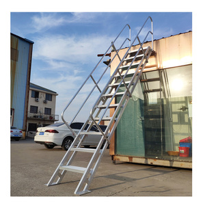 <span class=keywords><strong>Escalera</strong></span> de escape de incendios de metal prefabricada para interiores/exteriores de gran venta con barandillas Diseño industrial de acero a la venta - Product Image 5