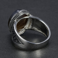 Bagues personnalisées en argent 925, style turc, bague chinoise 925 avec pierre ovale en onyx, bijoux en argent pur