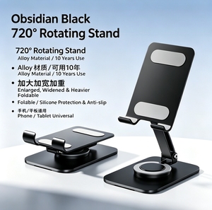 Manufacturer Wholesales Portable Aluminum Fully Foldable Angle universal Adjustable Desk 360 Rotation Cell Phone Stand <b>Holder</b> - Product Image 2