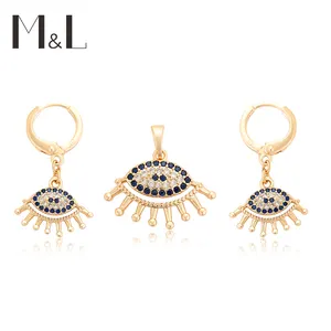 M&L-24 Xuping Jewelry 24k gold plating European and American fashion zircon eye pendant earphone earring two-piece set