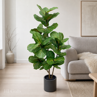Plante artificielle moderne de 120 cm en pot, Ficus lyrata, verdure artificielle pour la décoration de bureau, étagère, console, comptoir de boutique