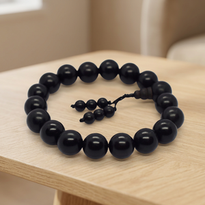 Perles en bois d'ébène noir mat naturel faites à la main, rondes, de 6 à 20 mm, accessoires pour bracelet DIY, Riddhi Siddhi EWB101 - Product Image 3