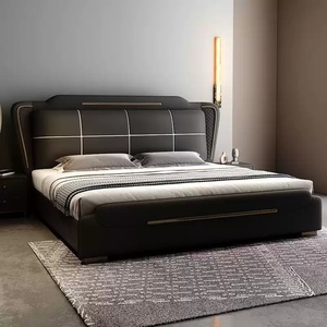 Sofá <span class=keywords><strong>Cama</strong></span> <span class=keywords><strong>Doble</strong></span> de Lujo Moderno en Negro para Bodas, con Tapicería Suave de Alta Gama en Microfibra de Cuero y Estructura de Madera, <span class=keywords><strong>Precio</strong></span> al por Mayor - Product Image 1